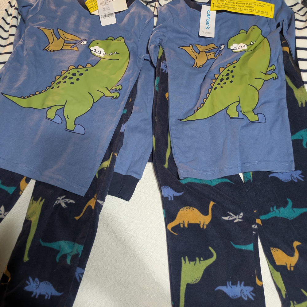 Carter's Blue and Green Dinosaur Three-Piece Pajama Set